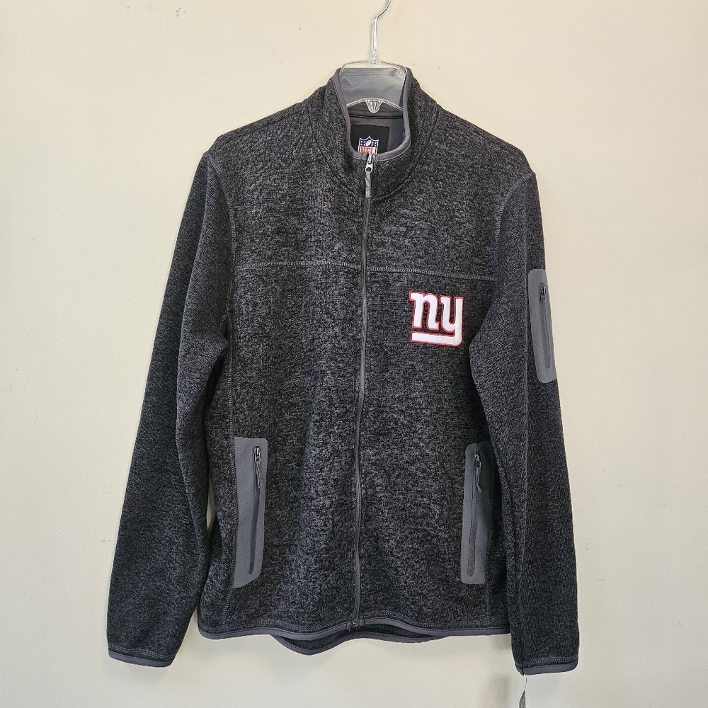 AUTHENTIC NFL NY GIANTS CARBON SWEATER sz M NWT Zips Up Front with Pockets